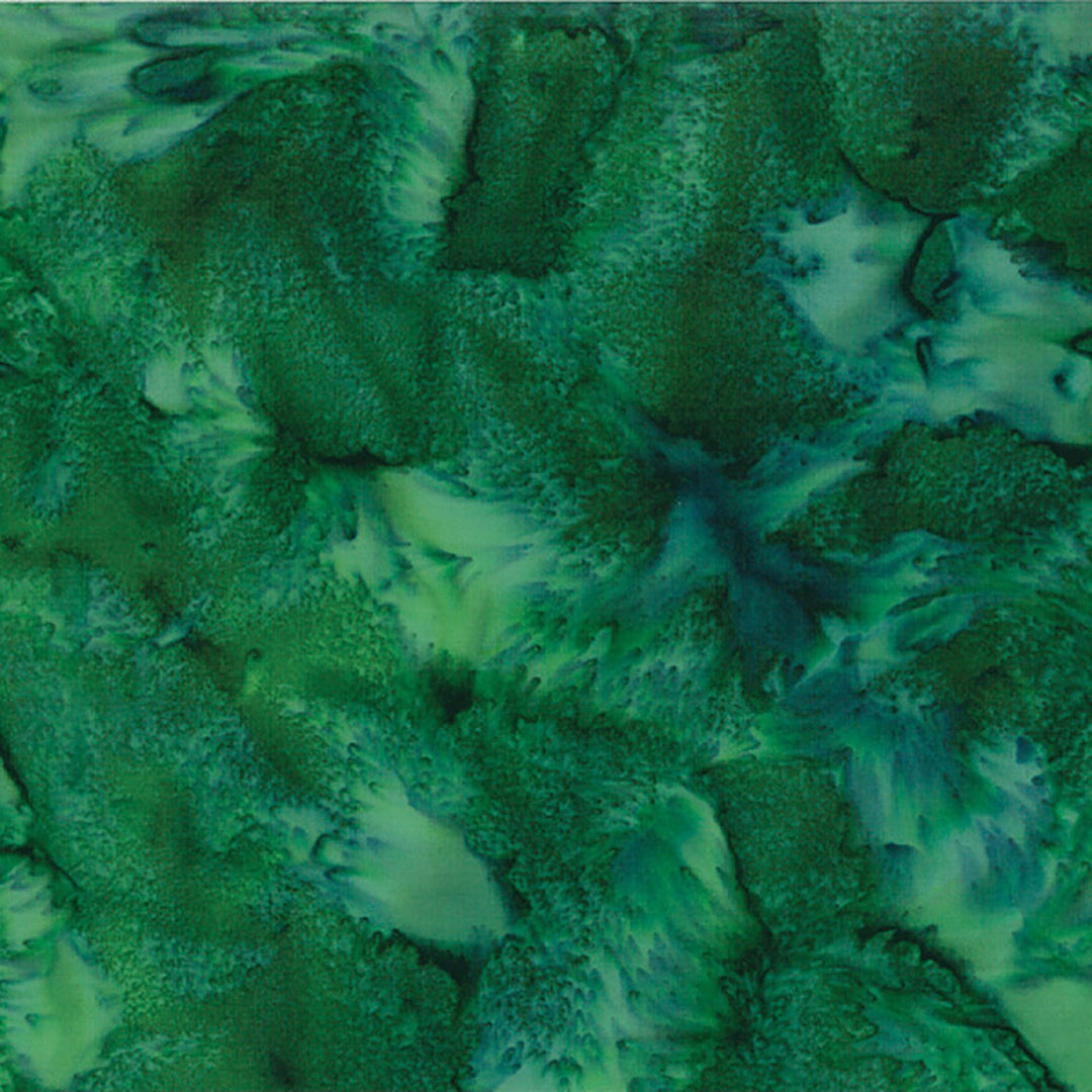 Green watercolor batik fabric