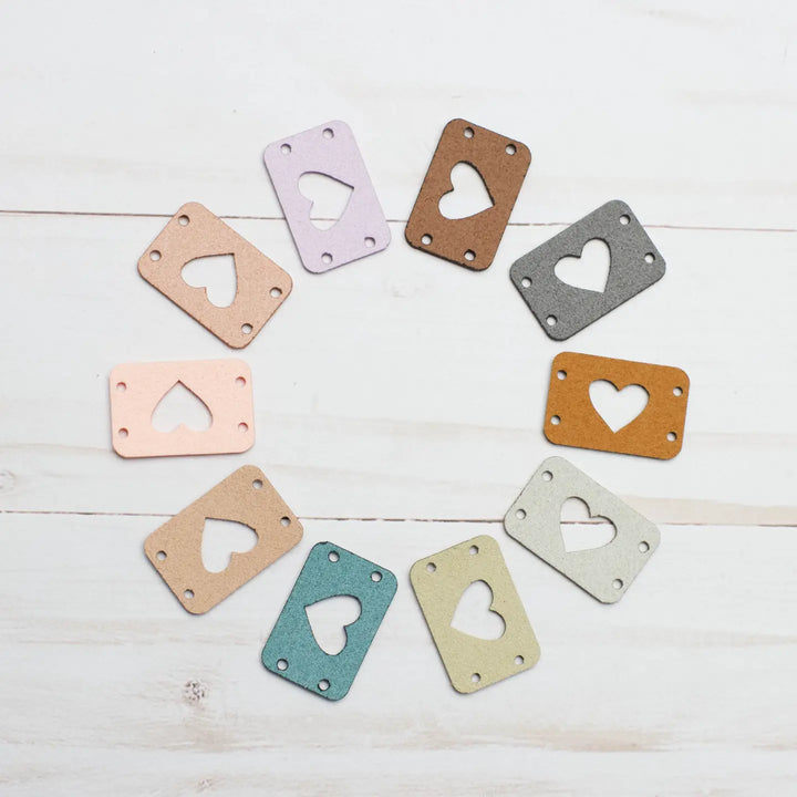 Heart Horizontal Tags - Neutral - Faux Leather