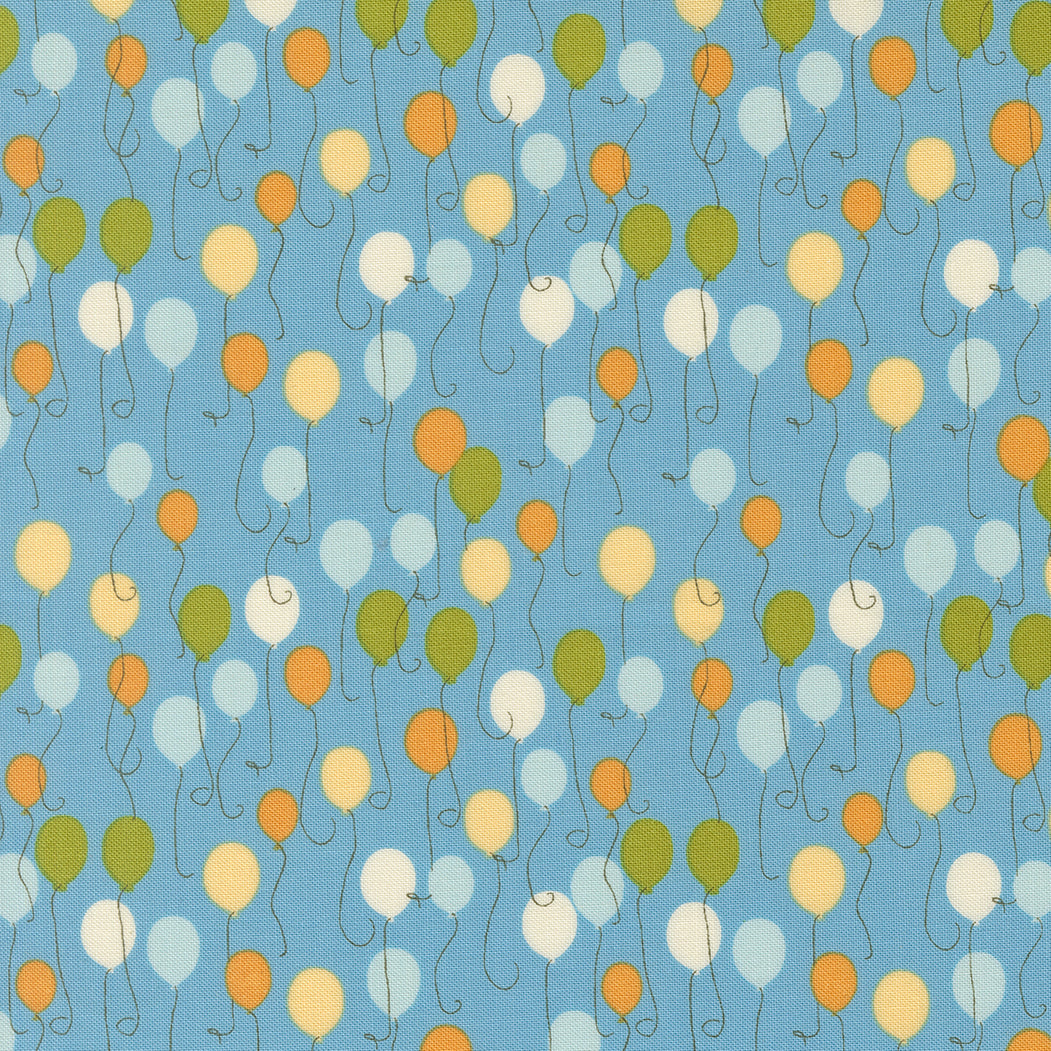 Pattern of colorful balloons on a blue background
