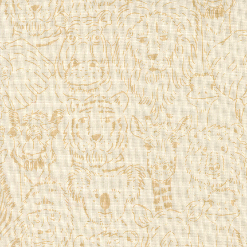 Pattern of animal faces on a beige background
