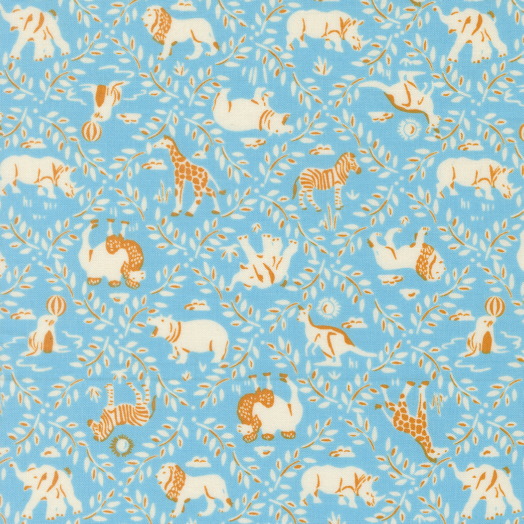 Pattern of various animals on a blue background