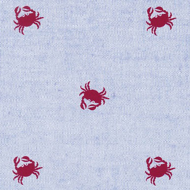 Red Crab Print on Blue Chambray - #2108
