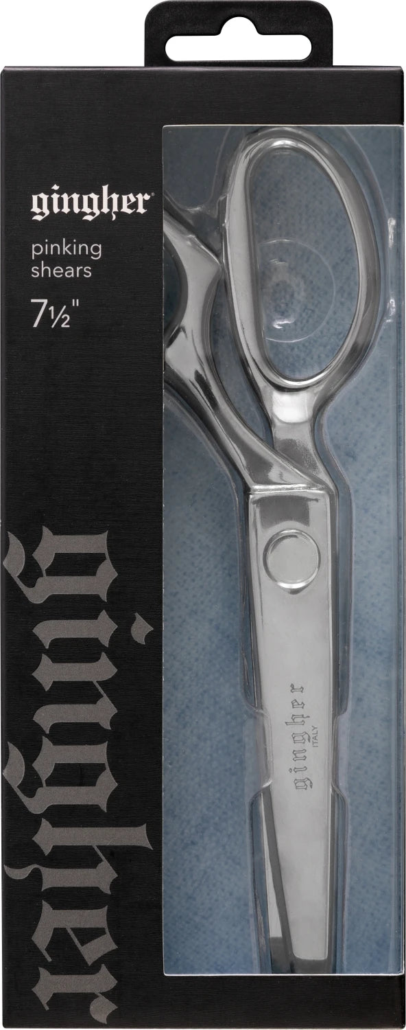 Gingher pinking shears in packaging with brand name visible
