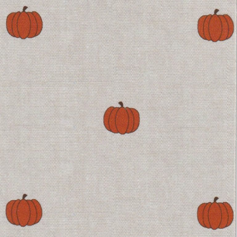 little pumpkins printed on khaki chambray