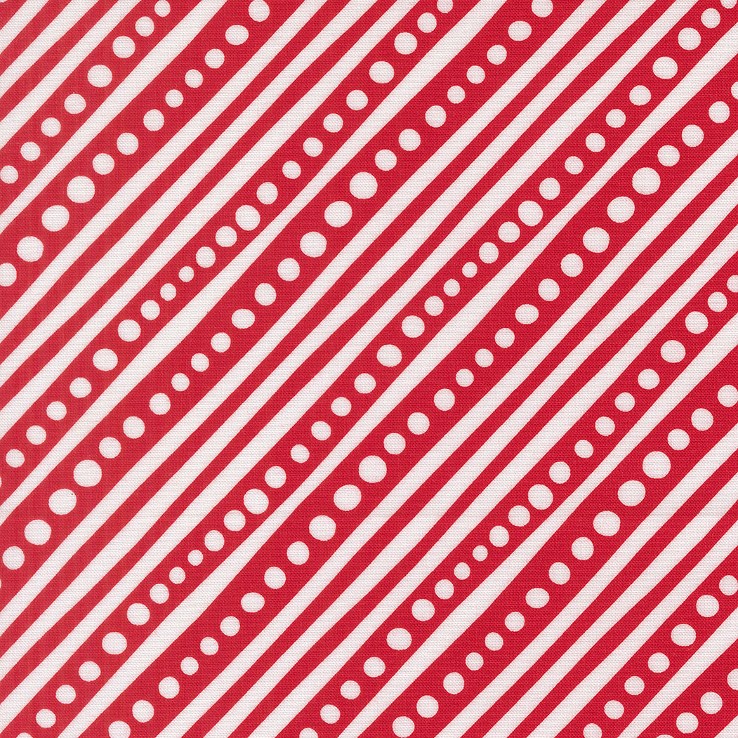 Snow Time - Dotted Bias Stripe - Poinsettia Red - 22504 14