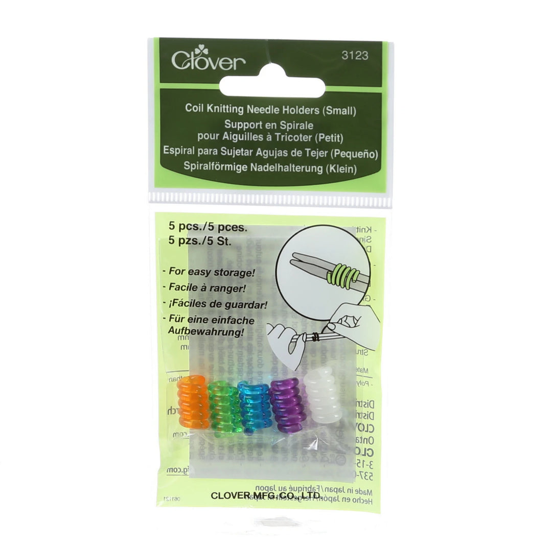 Clover coil knitting needle holders packaging with colorful holders inside