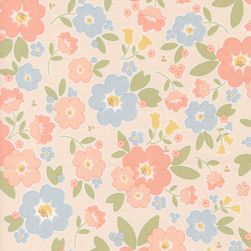 Floral pattern with pastel colors on a beige background