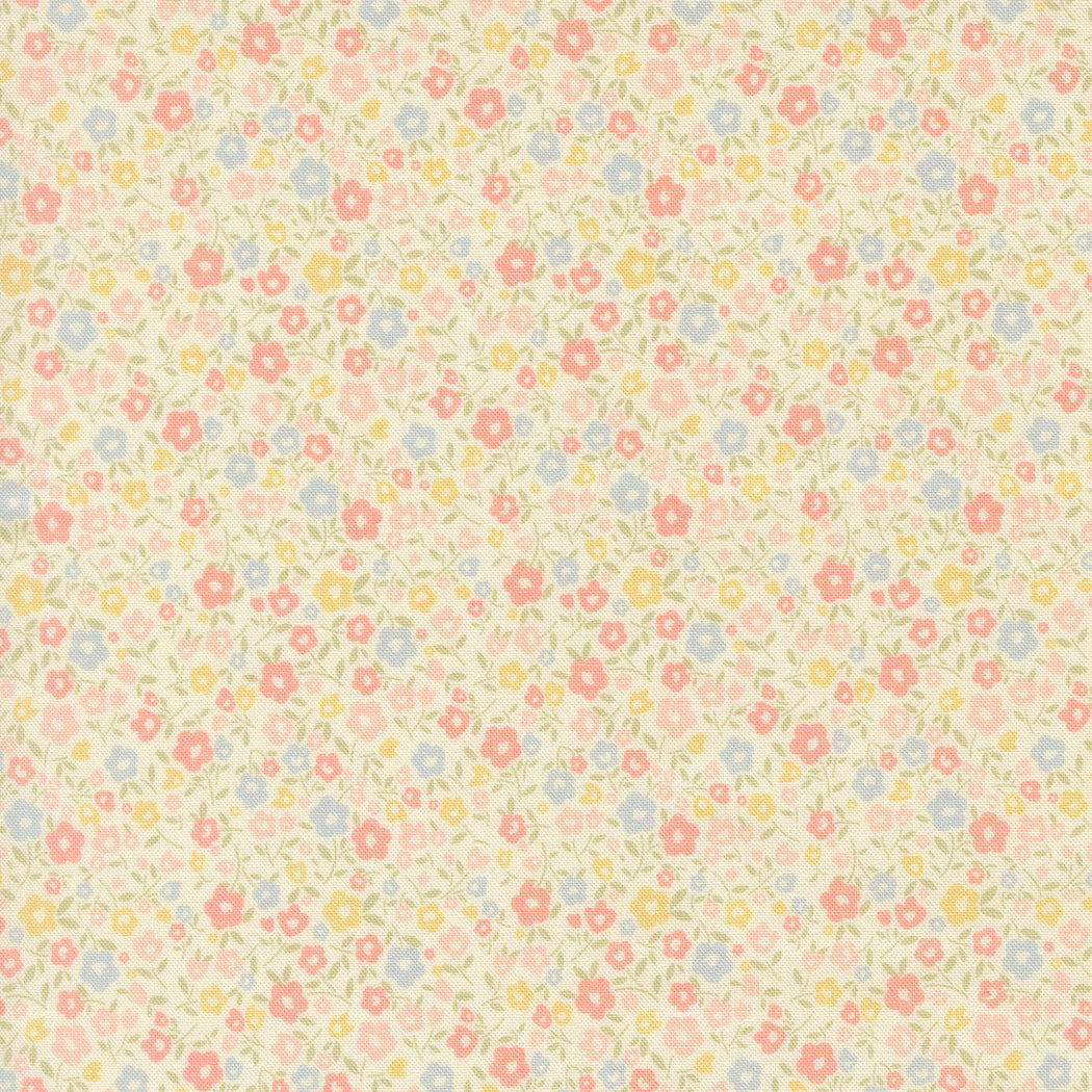 Pattern of small flowers in pastel colors on a light background