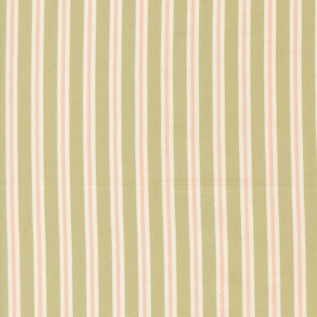 Fabric with green and beige striped pattern