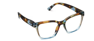 Tortoiseshell eyeglasses with a white background
