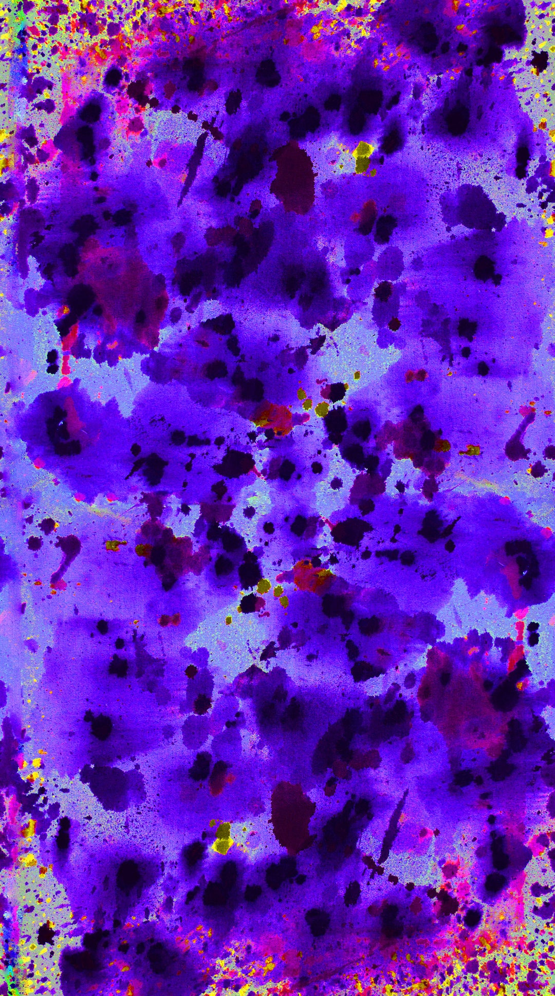 Abstract pattern on fabric with purple, black, and pink colors on a multicolor background