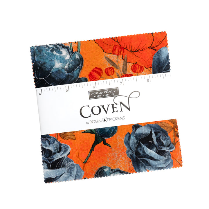 Fabric bundle with floral design and 'Coven' branding on a white background