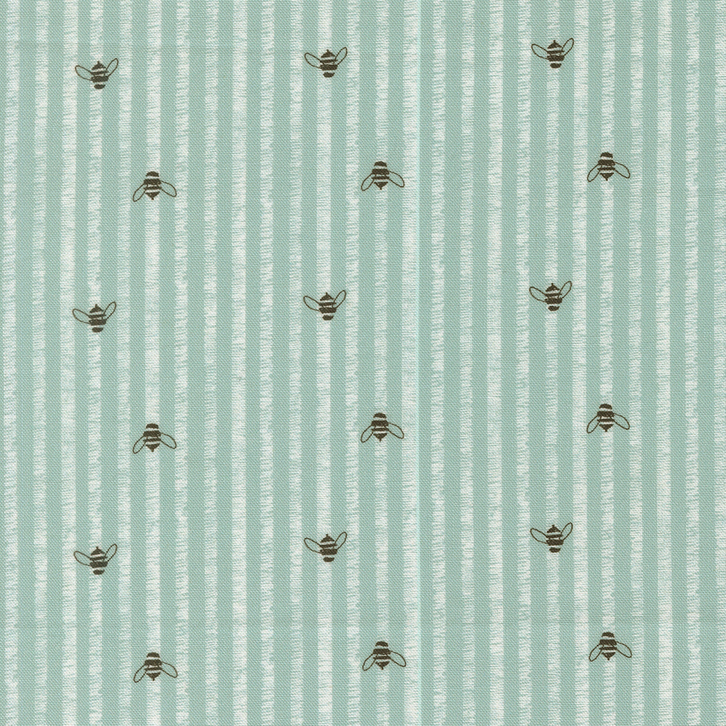 Blue and white stripes and bumble bees