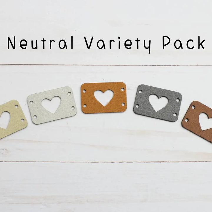 Heart Horizontal Tags - Neutral - Faux Leather
