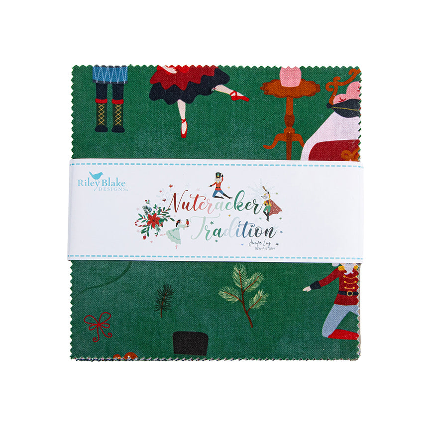 Fabric bundle with Nutcracker-themed design on a green background