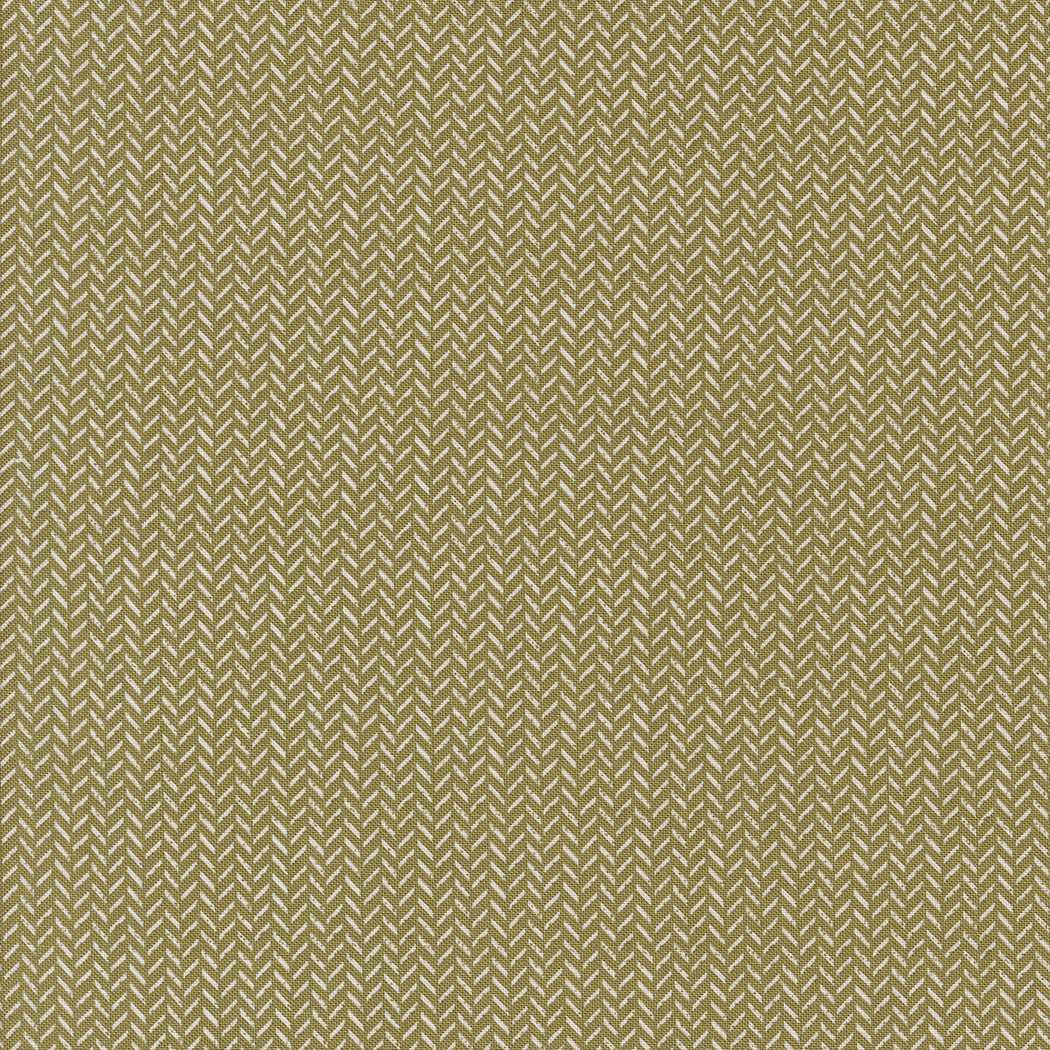 fabric swatch of a small vertical herringbone print in sage and white
