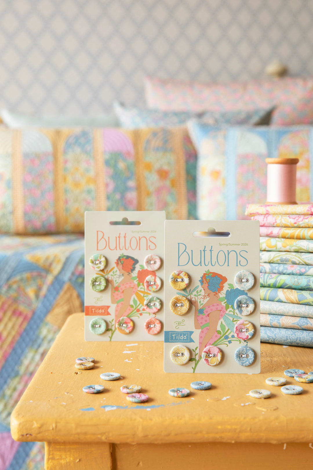 Pre-Order - Songbird - Buttons 5/8" 8 pcs - Blue/Yellow - TIL400075