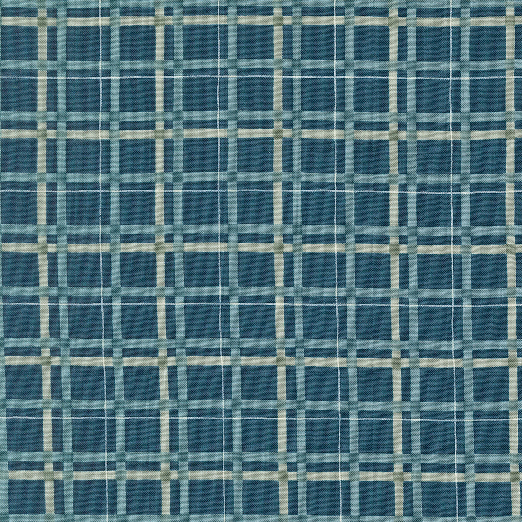 Blue and gray plaid pattern fabric swatch