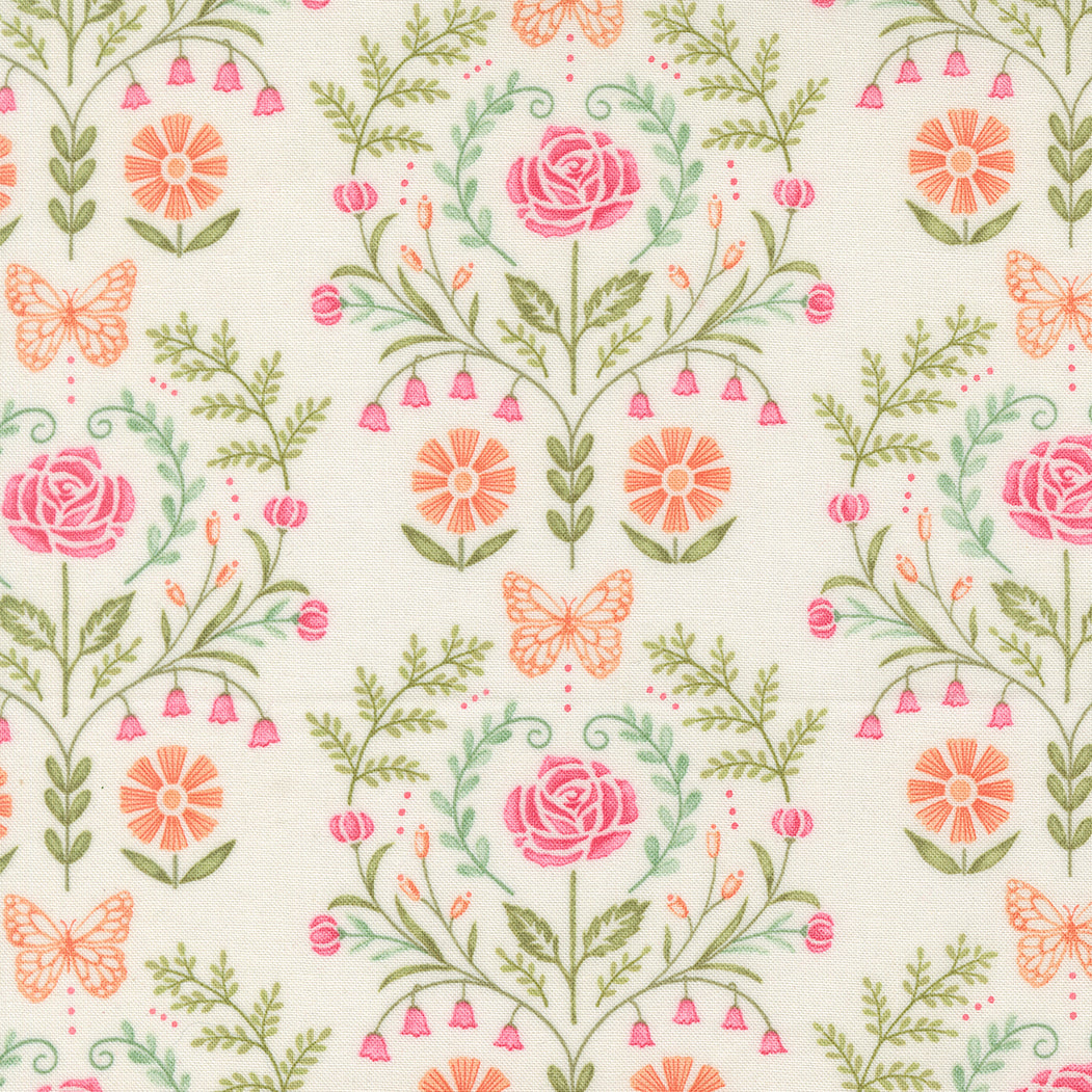 Floral and butterfly pattern on a light background