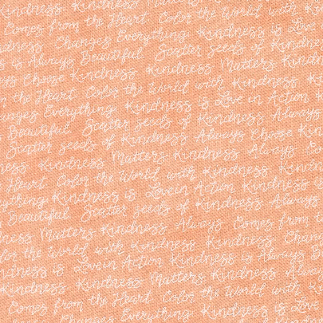 Pattern of motivational phrases about kindness on a peach background