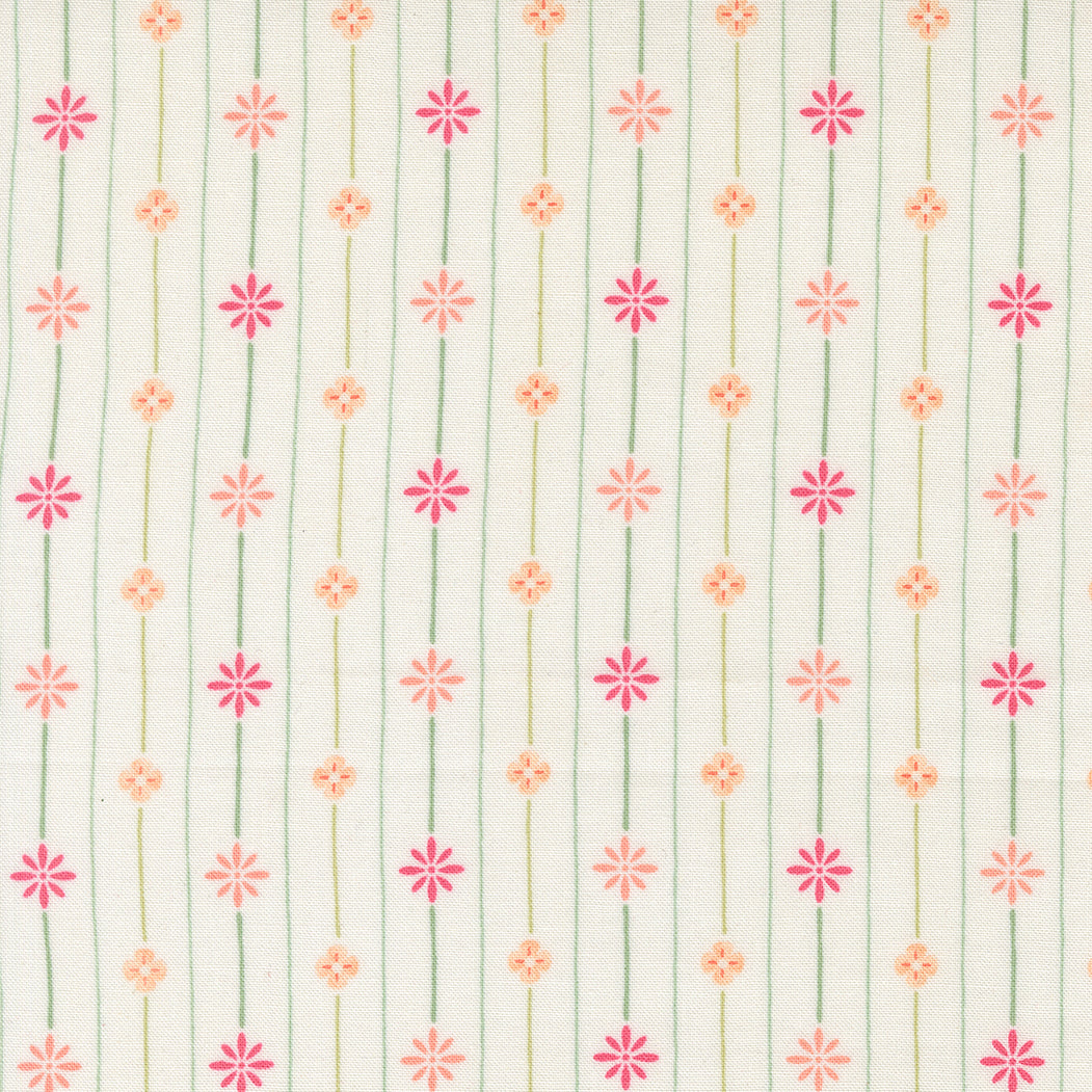 Pattern of small flowers and leaves on a light background