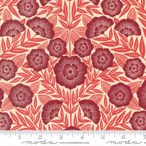 Flower Press - Ecru Crimson Floral - 3300 21