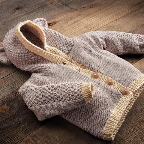 Baby Bear Cardigan Knit sample shown