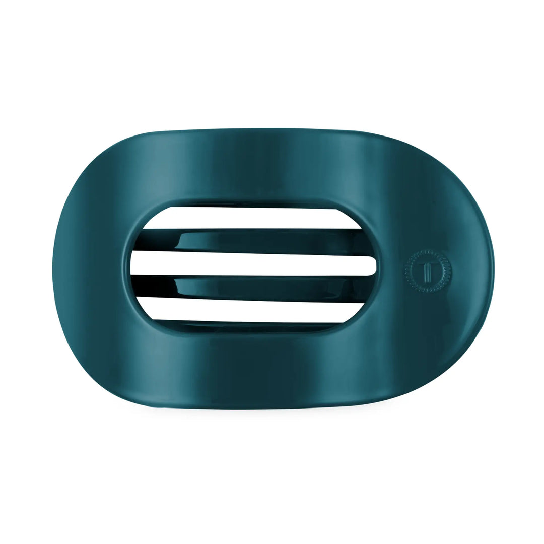 Flat Round Hair Clip - Teal With It - Medium