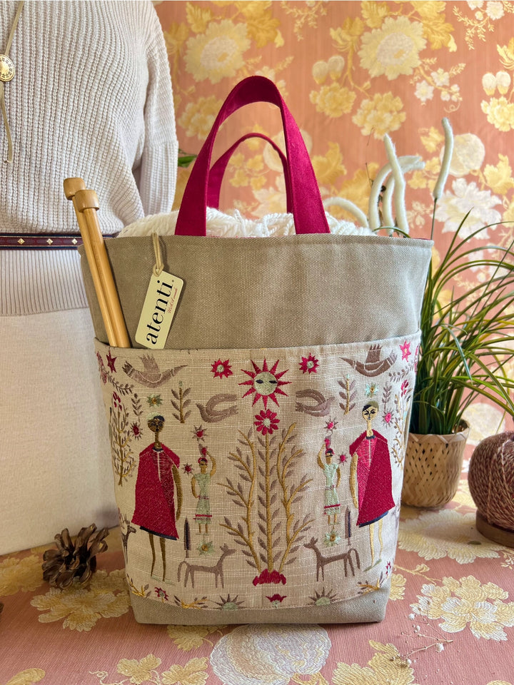 Harvest Hope Basket - Knitting + Crochet Organizer Project Bag