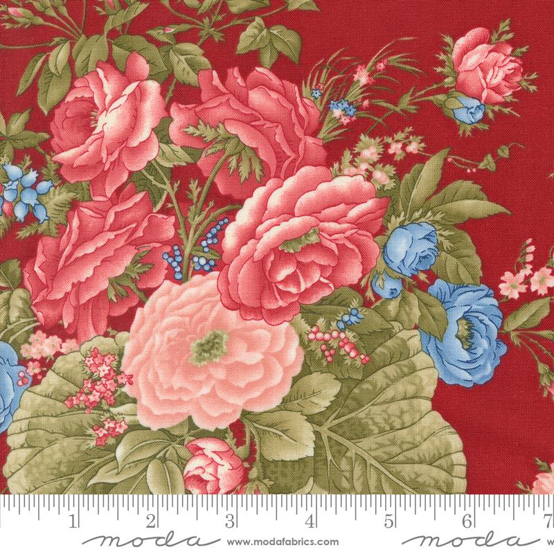 Pre-Order - Grand Haven - Cabbage Rose Florals Crimson - 14980 15