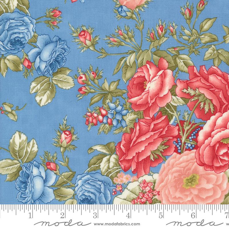 Pre-Order - Grand Haven - Cabbage Rose Florals Sky - 14980 16