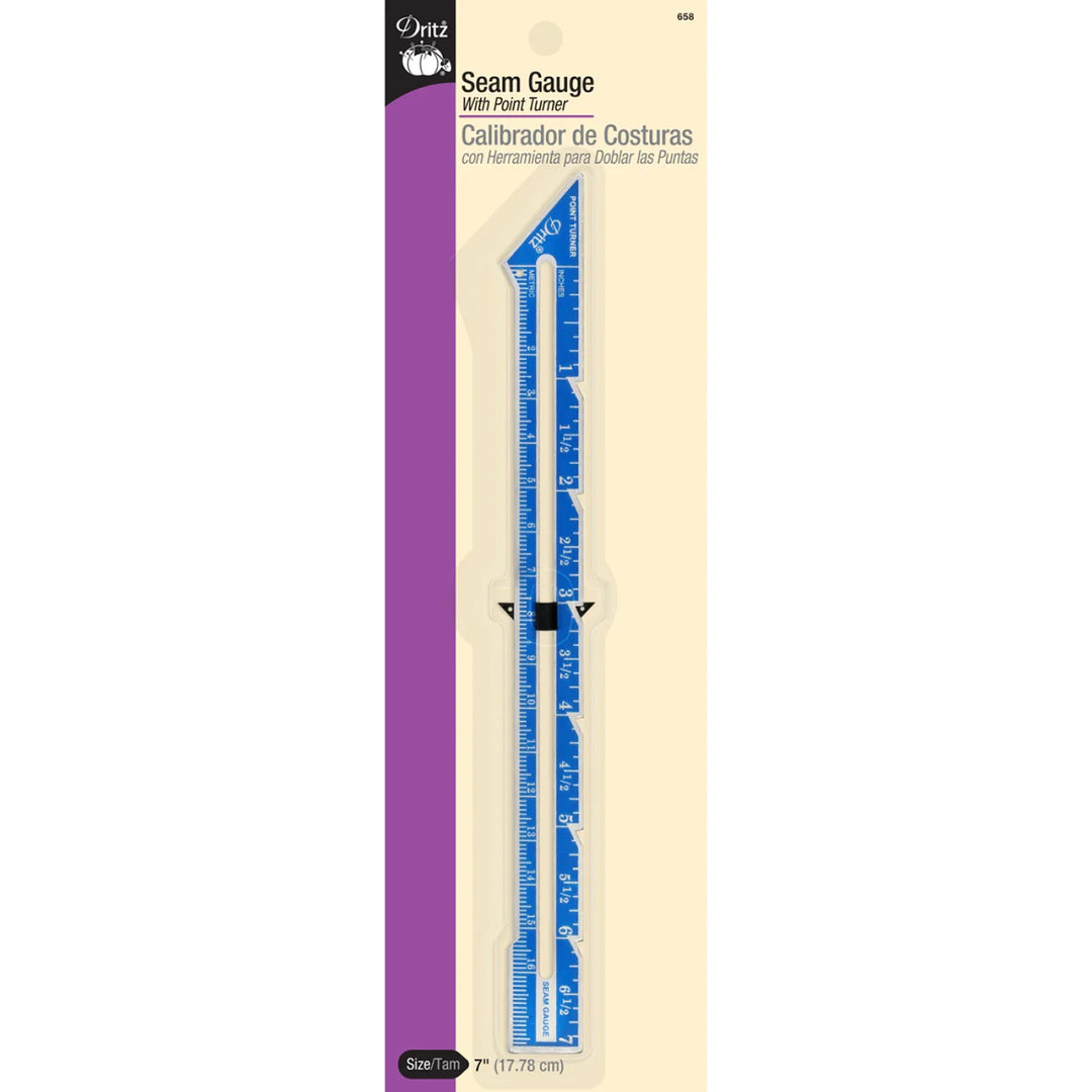 Dritz Seam Gauge with Needle Turner on a white background
