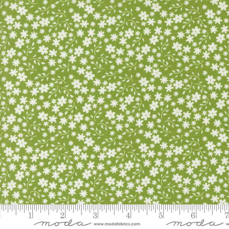 Green background with white small flower design