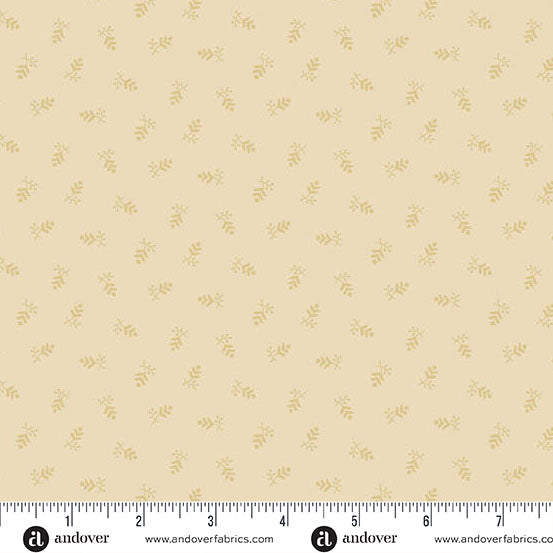 fabric swatch with a geometric print of small pine cone clusters in beige all on a lighter beige background