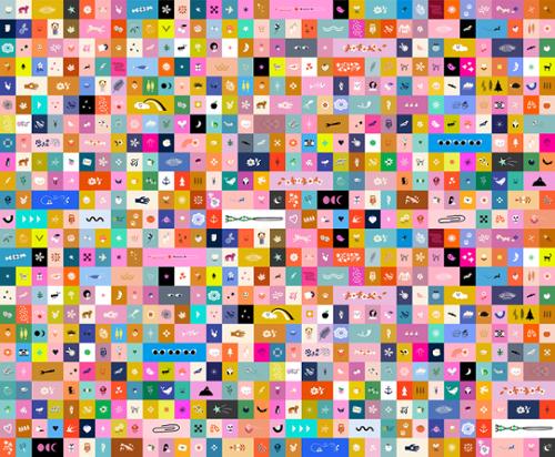 Grid of various colorful icons and symbols