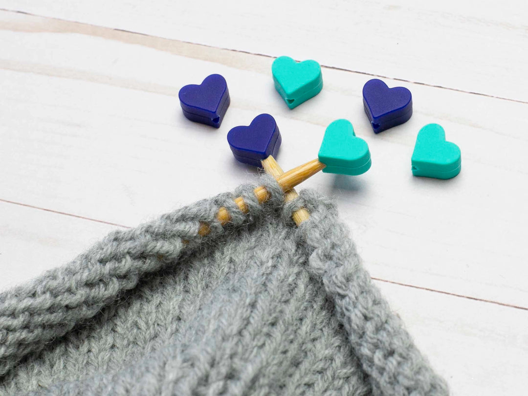 Silicone blue and green stitch stopper hearts