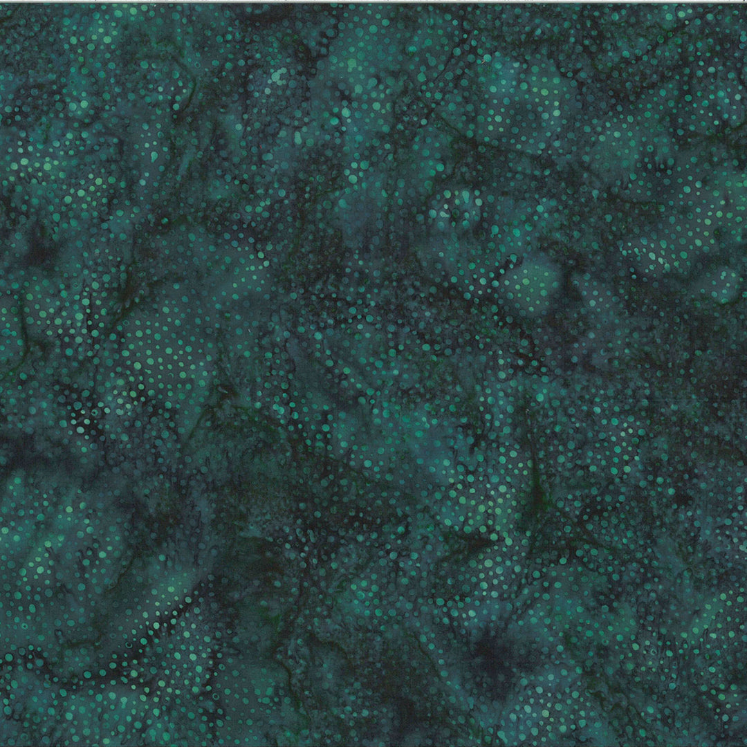 Deep Emerald Batik fabric with lighter colored green dots