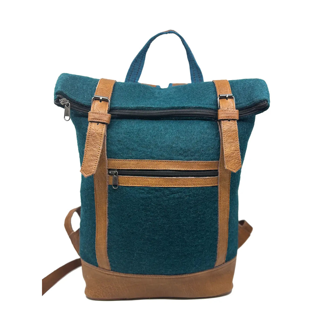 Felt and Natural Leather Backpack