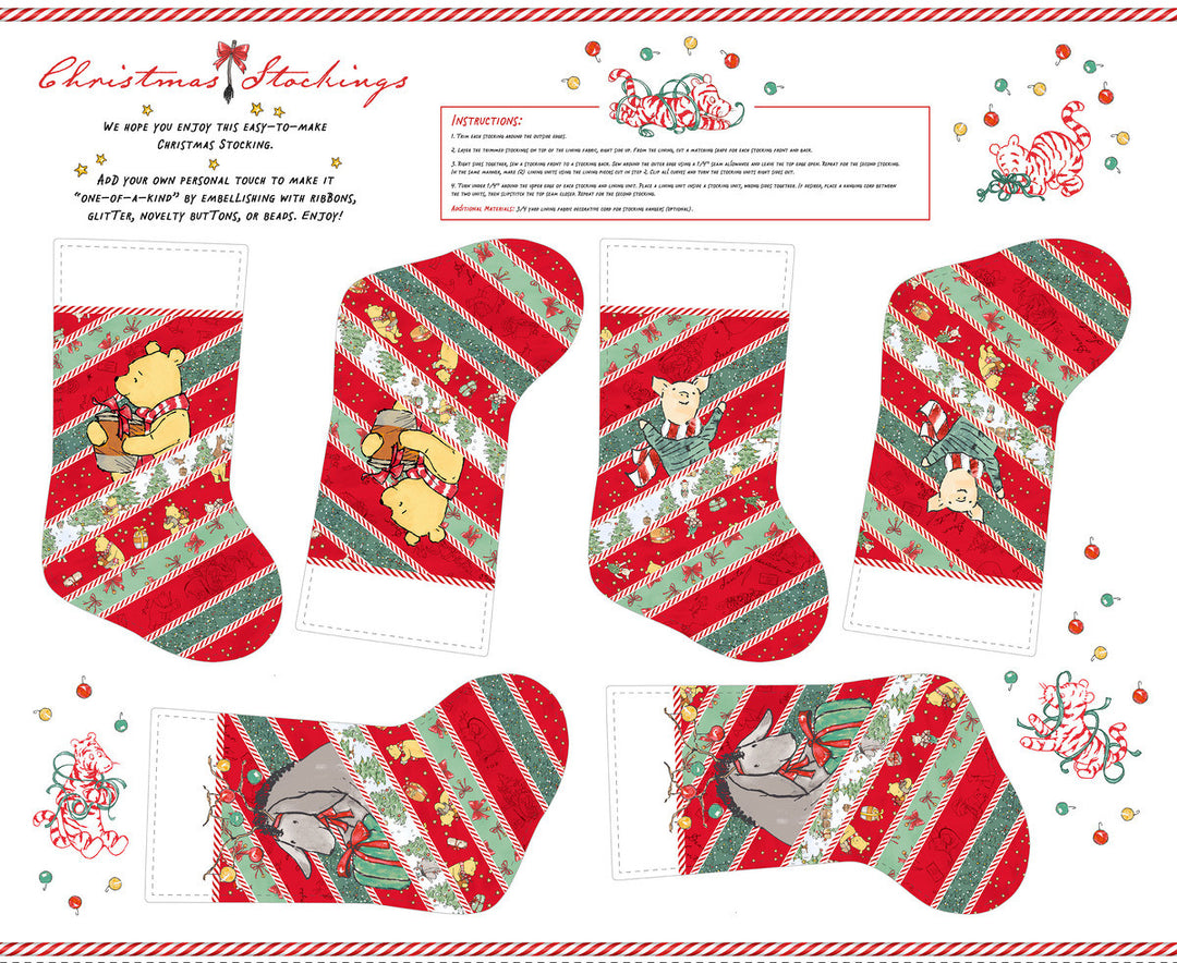 Set of Christmas stockings with festive patterns on a white background