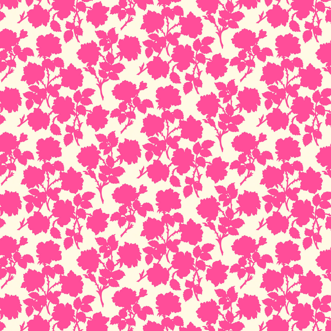 pink floral silhouettes with a white background