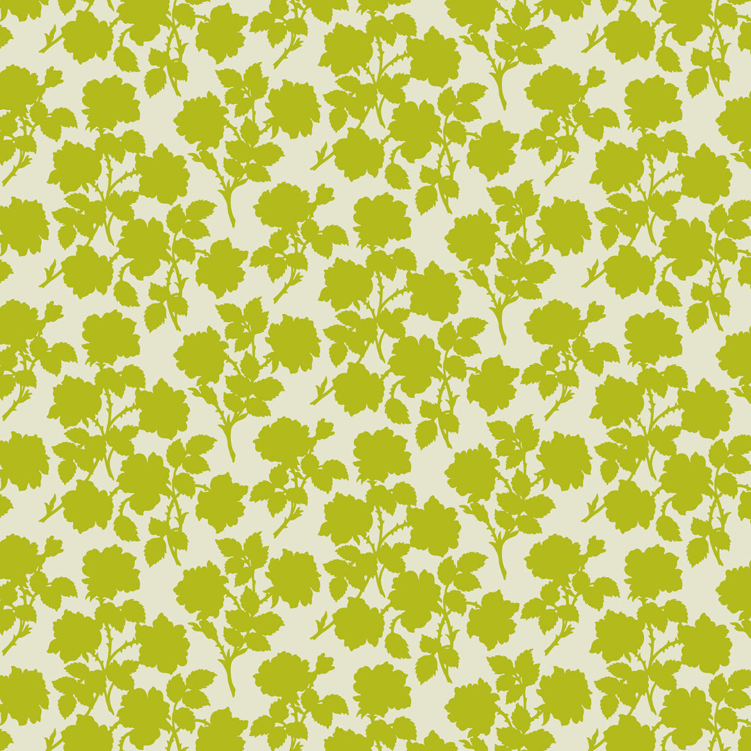 olive green floral silhouette with a light green background