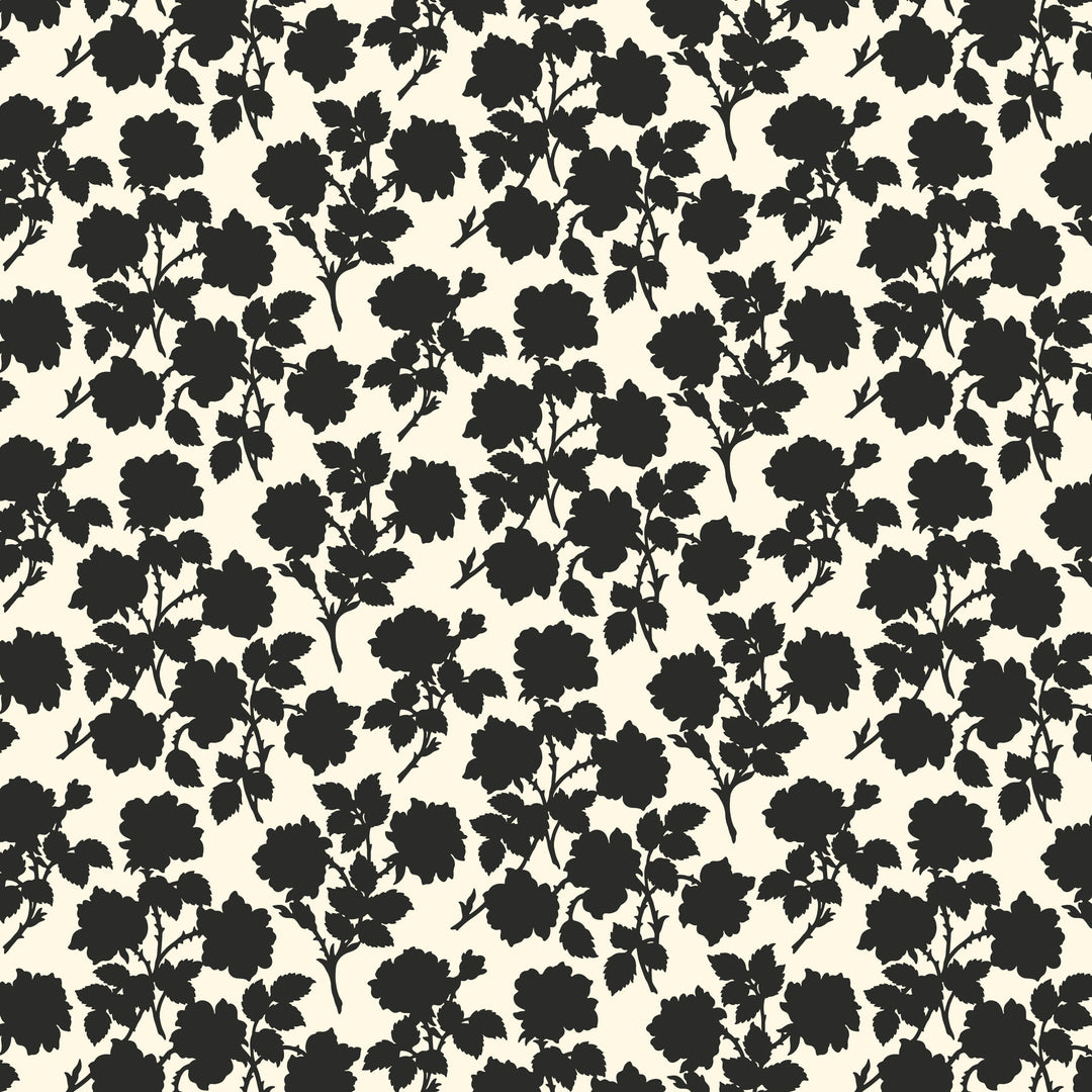 black floral silhouette with a white background