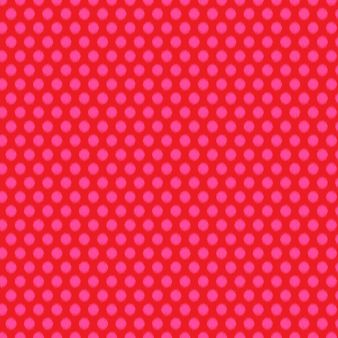 hazy pink dots on a bright red background