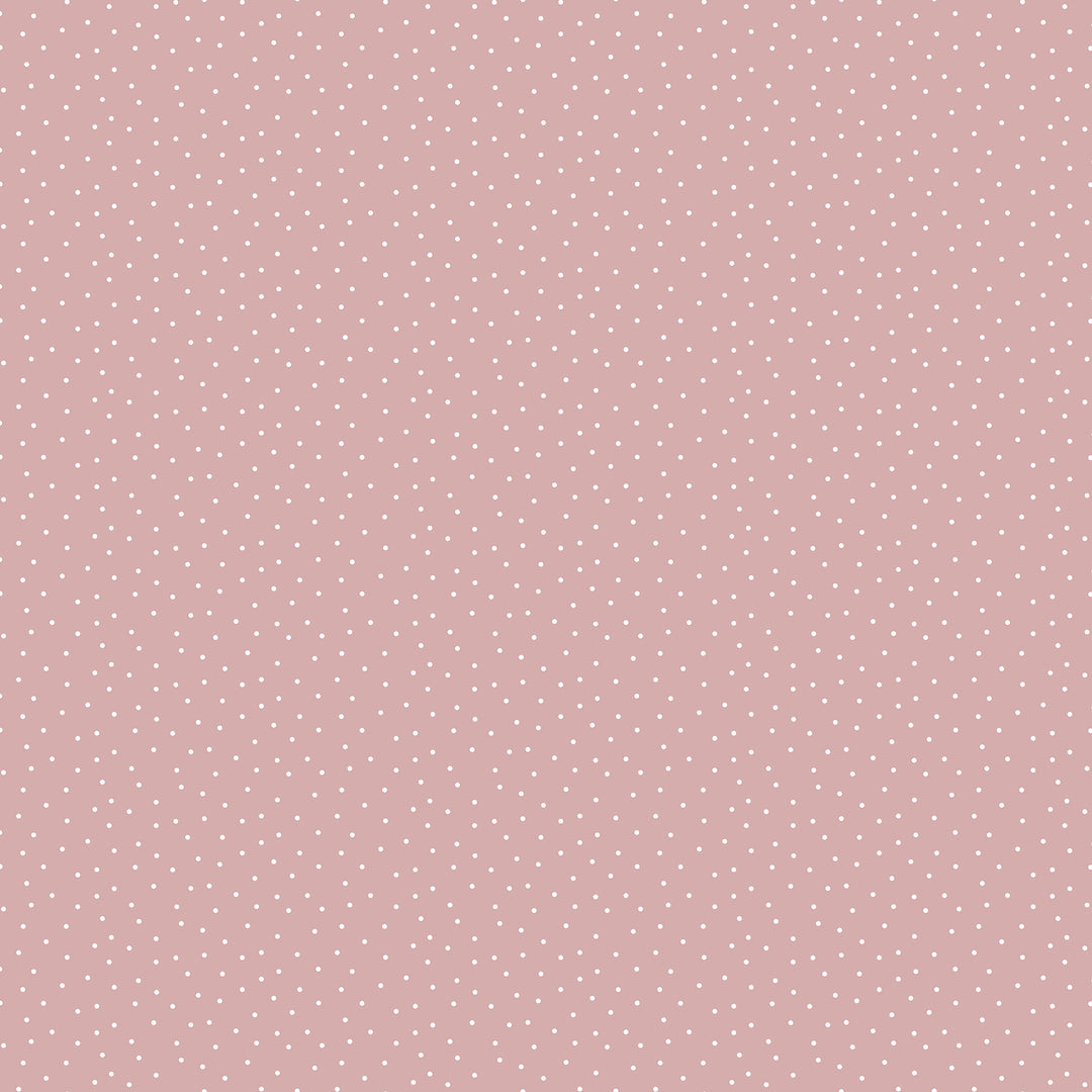 Pattern of small white polka dots on a pink background