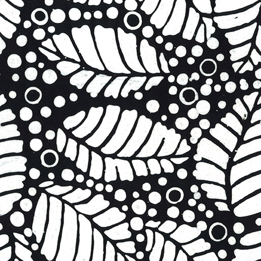 Bali Sandy Isle Batik - Cane Leaf Black/White - 9255-91