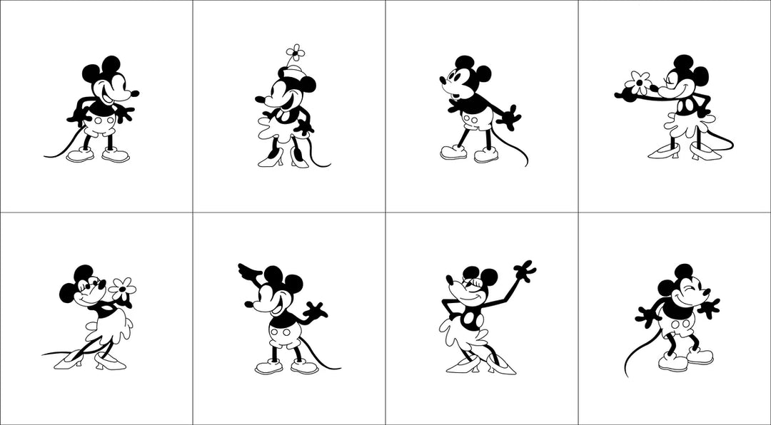 Mickey and Minnie Mouse on a panel