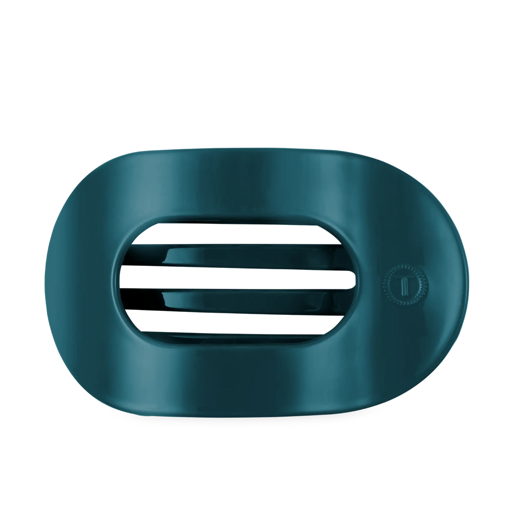 Flat Round Hair Clip - Teal With It - Large