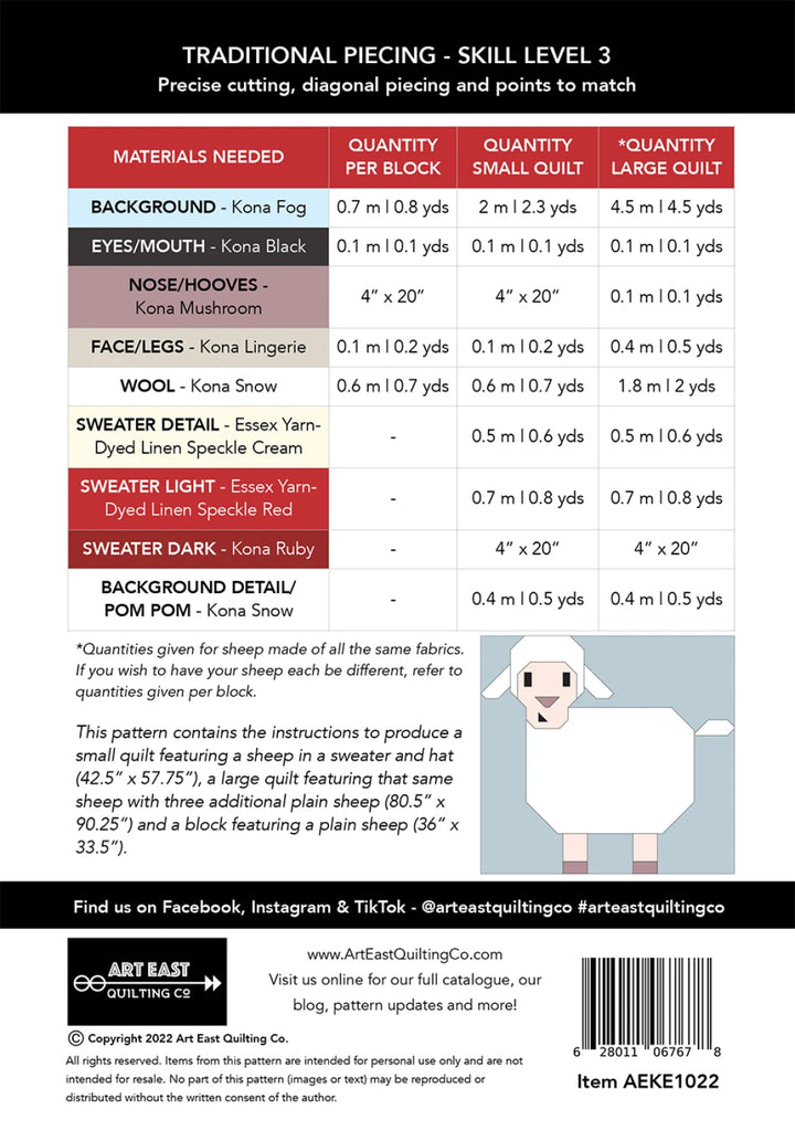Knitted for Ewe Quilt Pattern - AEKE1022