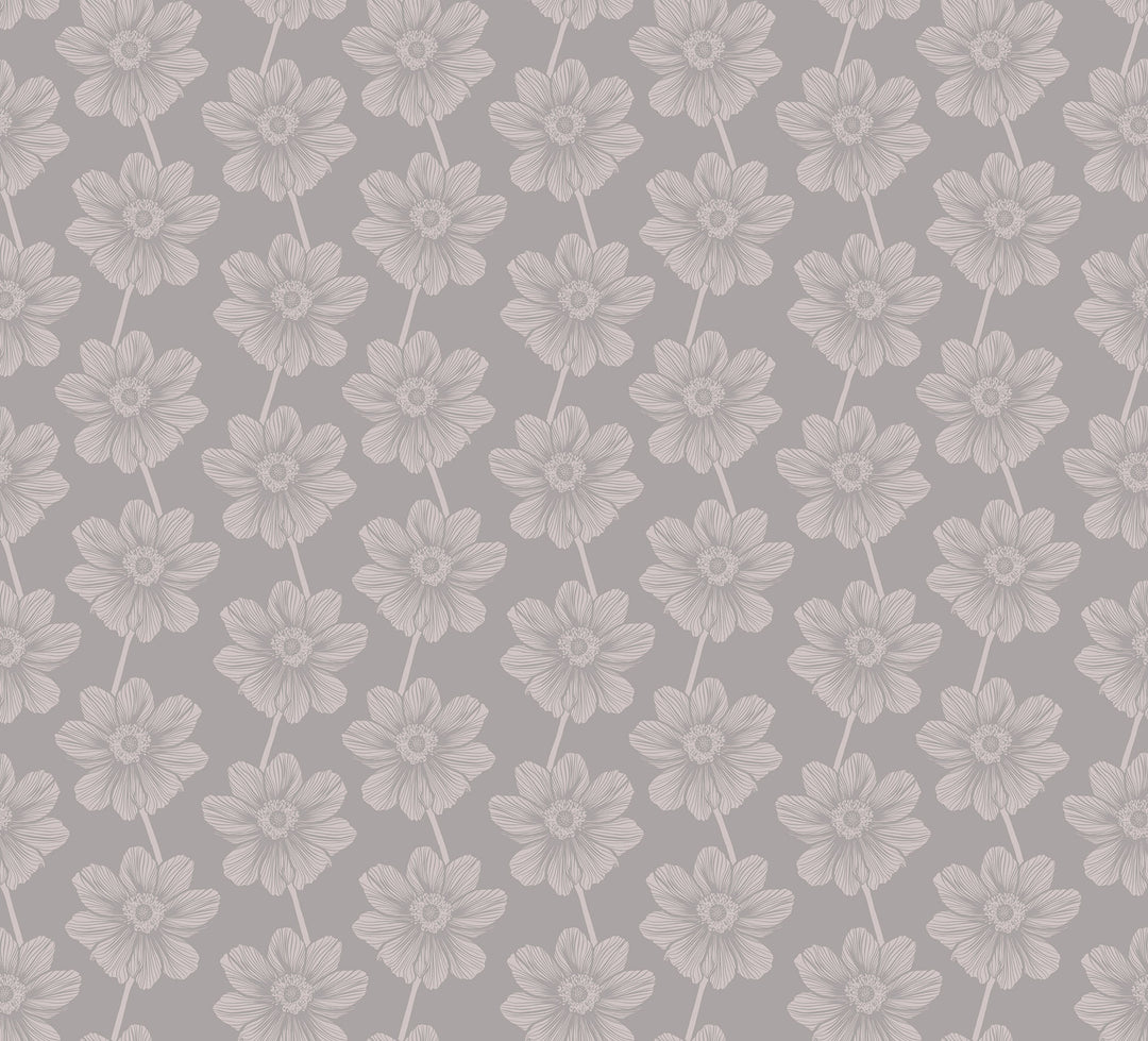 Pattern of stylized flowers on a gray background