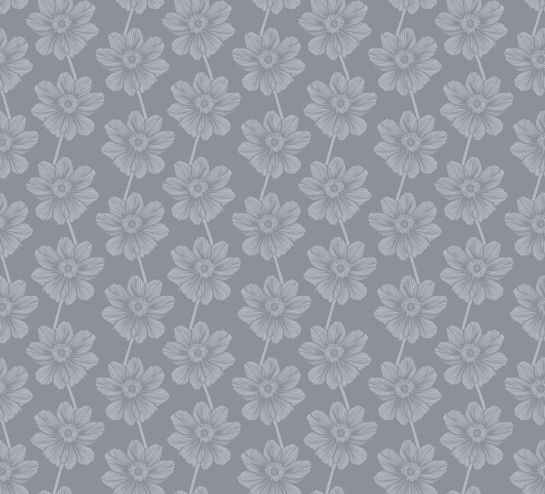 Pattern of stylized flowers on a gray background